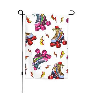 Jbyjbx 컬러 롤러 스케이트 프린트 아름다운 정원 깃발 야외 마당 장식 현관 페이드 저항성