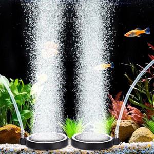 수족관용 하이거 에어 스톤: 담수 또는 염수 어항용 조용하고 용존 산소 확산기 키트 및 수경식 공기 펌프-디스크 2 x 인치 버블 스톤