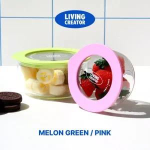 [리빙크리에이터] 한눈에 보이는 유리용기 동그락 1세트 (3colors)