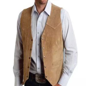 남성 스웨이드 조끼 웨스턴 가죽 카우보이 자켓 수트