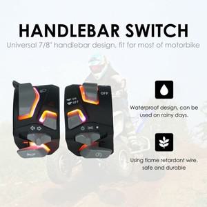 LED 전기 자전거 ATV 스위치가 있는 핸들 바 오토바이 스위치, 헤드라이트 경고등, 방향 지시등, 경적 시작