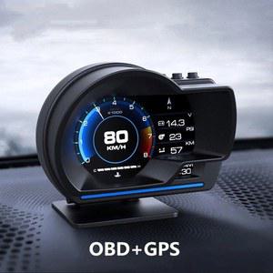 디지털 헤드 업 알람 터보 스마트 GPS 자동차 속도계 트럭 HUD RPM + 게이지 OBD2 경고 속도 용 디스플레이
