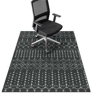 하드우드 및 타일 바닥용 FUNMAT 사무실 의자 매트, 55인치 x 36인치 책상 의자용 미끄럼 방지 바닥 보호대, 홈 오피스용 세탁기 사용 가능 구역 러그, 블랙