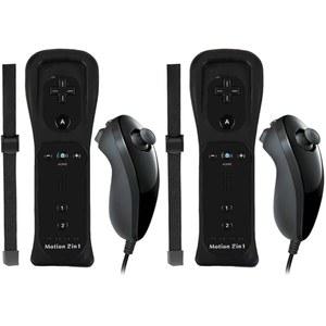 모션 플러스 Wii 및 넌척용 디굴란 리모컨 실리콘 케이스 손목 스트랩 블랙 과 Wii/Wii U 호환 무선 컨트롤러