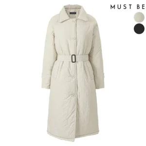 [머스트비] 여성 벨티드 트렌치 롱패딩