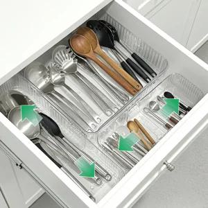 길이조절 서랍정리 트레이 수저정리함 화장대 책상 칸막이 아크릴 투명