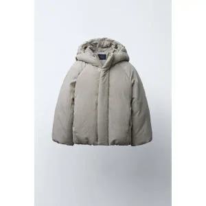 국내배송 ZARA 자라 베이비 신생아 유아 엠보스드 로고 후드 패딩 코트 스톤 5644508806 1455531