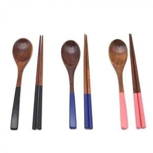 나무 옻칠 수저 세트 숟가락 수저 젓가락 세트 블랙