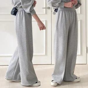 여성 기모 면 무지 핀턱 밴딩 일자 와이드 팬츠 츄리닝 바지 트레이닝 -WPN0251- 겨울