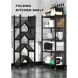 주방 베란다 팬트리 360도회전바퀴 철제 3단 폴딩 화이트 블랙 5단 4단 앵글선반