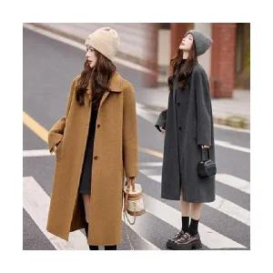 EAMT 여성 더블 캐시미어 코트 추동 캐주얼 슬림핏 하프 모직 YJ4