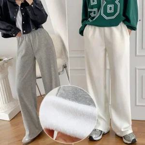 남녀공용숏롱 시그니처 융털 와이드팬츠 4color 빅사이즈 겨울 기모 트레이닝 일자 바지