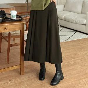 [공구우먼] [제작] 도엔스 뒷밴딩 플리츠 롱 스커트 84494 빅사이즈 여성의류