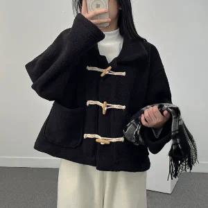 [카라/후드ver] 베어 양털 떡볶이 숏 코트 4컬러