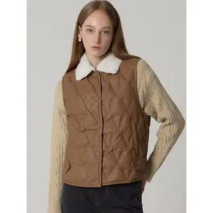 [르오트]FAUX 퍼카라 핫멜트 덕다운 베스트_P409218946