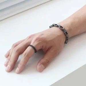 [벨가] 써지컬스틸 무광 엔틱 입체 무늬 사각 팔찌