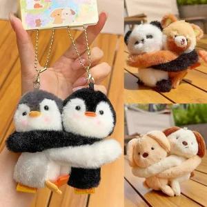 애니멀 허그 키링 펭귄 판다 강아지 동물 인형 가방고리 키홀더