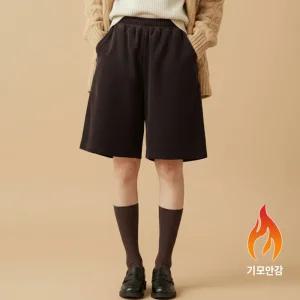 데일리 웜 기모 안감 코듀로이 버뮤다 밴딩바지 골덴 여성 겨울바지 5부 와이드 반바지 