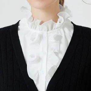 셔링 카라 레이어드 이너 페이크 셔츠 넥 케이프