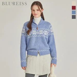 [블루레이스]눈꽃패턴 숄카라 집업울니트 가디건_BI5W1KC4751