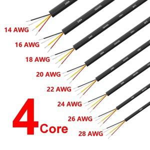 전자 오디오 스피커 피복 와이어 케이블, 주석 도금 구리 익스텐션 4 코어, 20, 22, 24, 26, 28 AWG, 12V,