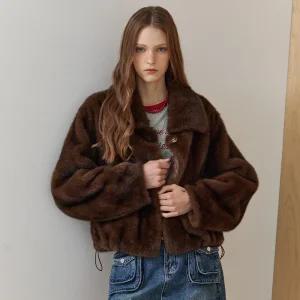 [MAXZA] 와이드 카라 페이크 퍼 자켓