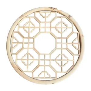 팔각 창살 나무 창문장식 원형 조각 프레임 원목