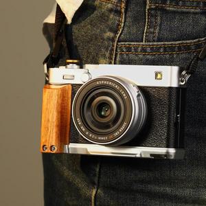 Leftfoto X-E5 레트로 핸드그립 L자형 브래킷(후지필름 xe5 카메라용 로즈 우드 그립 포함) 내장형 하단 아