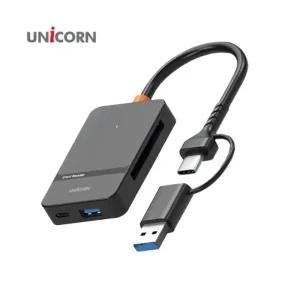 유니콘 USB 6in1 통합멀티카드리더기 USB3.2 Gen1 C타입A타입 듀얼컨넥터 XC-6000MUSB 스마트폰 C타입 블랙