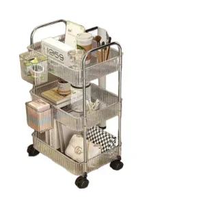 마녀의생활 미니 이동식 투명 틈새 수납 트롤리 3단