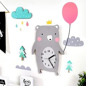아이방 교육용 캐릭터 벽시계 +데코 풀세트 (풍선곰)