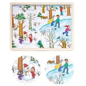 겨울 계절 그림 아기직소퍼즐 100피스 미술놀이 키트 머리쓰는게임 도형학습 발달완구