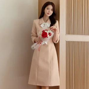 [시크라인] (~XXL까지) 아브엔 스카프리본 트위드 원피스 겨울 하객룩 오피스룩 모임룩 격식룩 연말룩 빅사이즈