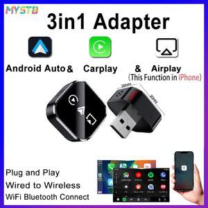 안드로이드 오토 동글 무선 어댑터 카플레이 와이파이 블루투스 자동 연결 에어플레이 아이폰용 플러그 플레이 미니 박스 3in1 AI