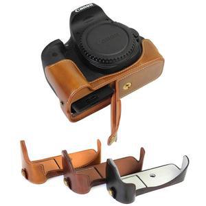 캐논 EOS 1100D 550D 반란군 T6 DSLR 카메라 가방 커버 휴대용 Pu 가죽 케이스 하프 바디베이스