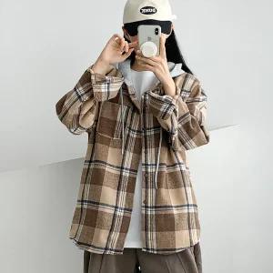 [레이어드 한듯] 기모 체크 기모후드 셔츠 루즈핏 박시핏 겨울 남방 간절기 아우터 데일리 캐주얼