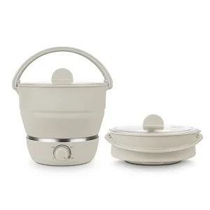 여행용 접이식 멀티쿠커 전기 냄비 휴대용 다기능 1l 멀티 밥솥 라면포트 전골냄비 찜기