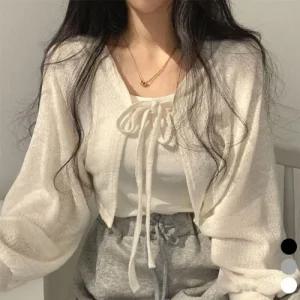 [라일리여성의류] Rly 크롭 가을가디건 가디건 볼레로 스트링 가을볼레