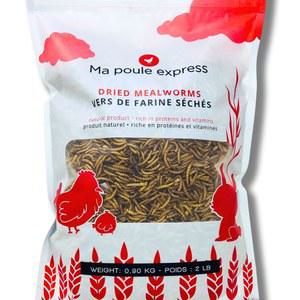 닭, 고단백 간식, 겨울 사료 보충제용 천연 건조 밀웜 2파운드를 표현하는 Ma poule