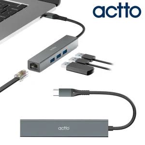 C타입 3포트 노트북 USB허브 확장 분배기 기가 인터넷 랜포트 랜카드 이더넷 어댑터 HUBL-05