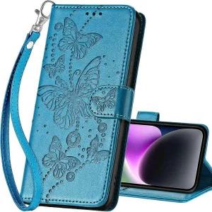 iPhone 15 지갑형 케이스, 여성 및 남성을 위한 스탠드 기능이 있는 플립 폴리오 커버, 6.1인치용 PU 가죽