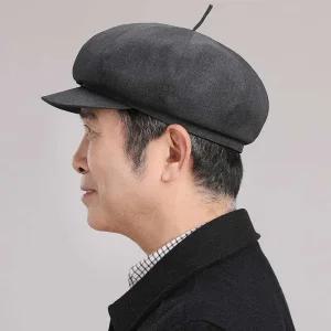 영국스타일 복고풍 팔각형 할아버지 중년 베레모 모자 및 노인 마스크귀마개