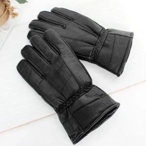 [골드스마일]가죽 방한 양가죽 라이더 겨울 남성 장갑 L 블랙