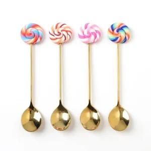 달콤 롤리팝 티스푼 4P세트예쁜 아이스크림 차스푼 디저트 커피 선물용