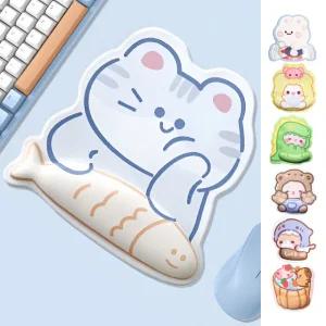 귀여운 고양이 캐릭터 마우스패드 손목보호 쿠션 젤 토끼 마우스 손목받침대
