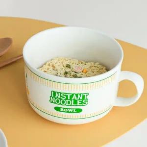 뚜껑 그릇 뚜껑있는 손잡이 도자기 컵라면 용기 라면 레인지 시리얼 레트로 요거트 즉석 주방 예쁜 캠핑