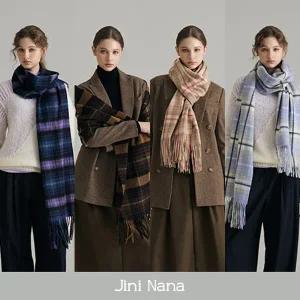 지니나나 울100 체크 빅머플러+더스트백