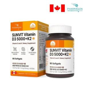 파마젠 비타민D3 5000IU+K2 90캡슐 뼈가 약해지기 위운 갱년기 여성 성장기 청소년 및 수험생