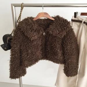 러블리 세일러 빅카라 루즈핏 부클 양털 페이크퍼 세미크롭 겨울자켓 (2color)