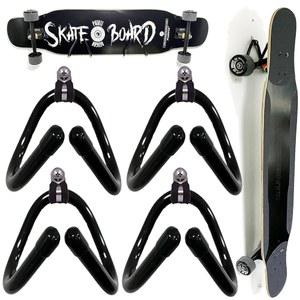 [미국배송] 업그레이드된 수평/수직 스케이트보드 벽걸이 롱보드 벽걸이 랙 유연한 수납 디스플레이 행거 - 모든 크루저 보드 스케이트보드 페니 등 장착 4팩